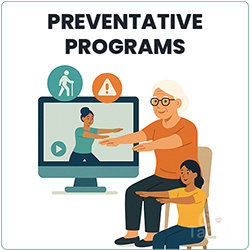 Preventative Programs: Initiatives for frailty and fall prevention through Digital-Virtual & Live Programmes
